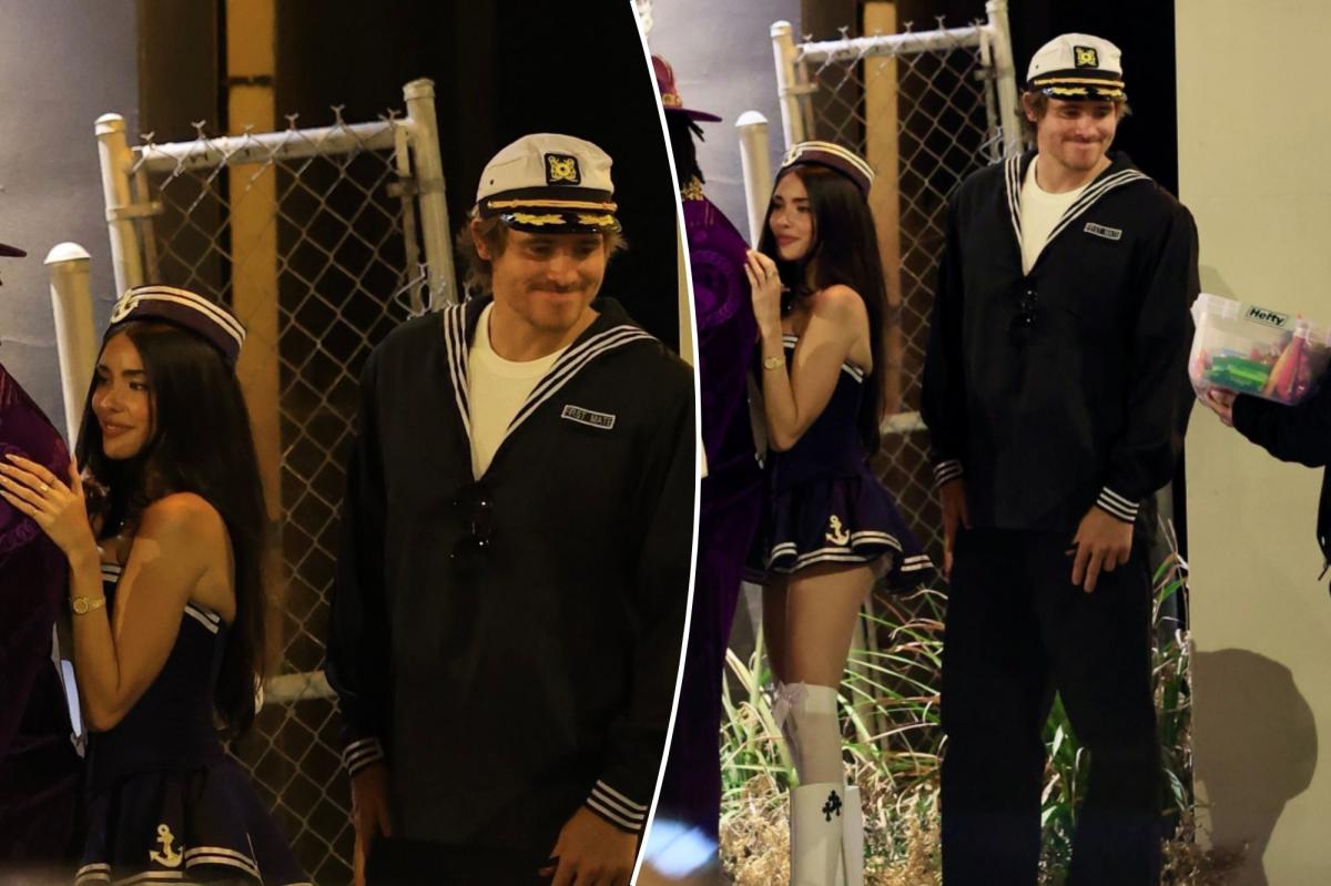 Justin Herbert and Madison Beer twin as sailors for Halloween date night