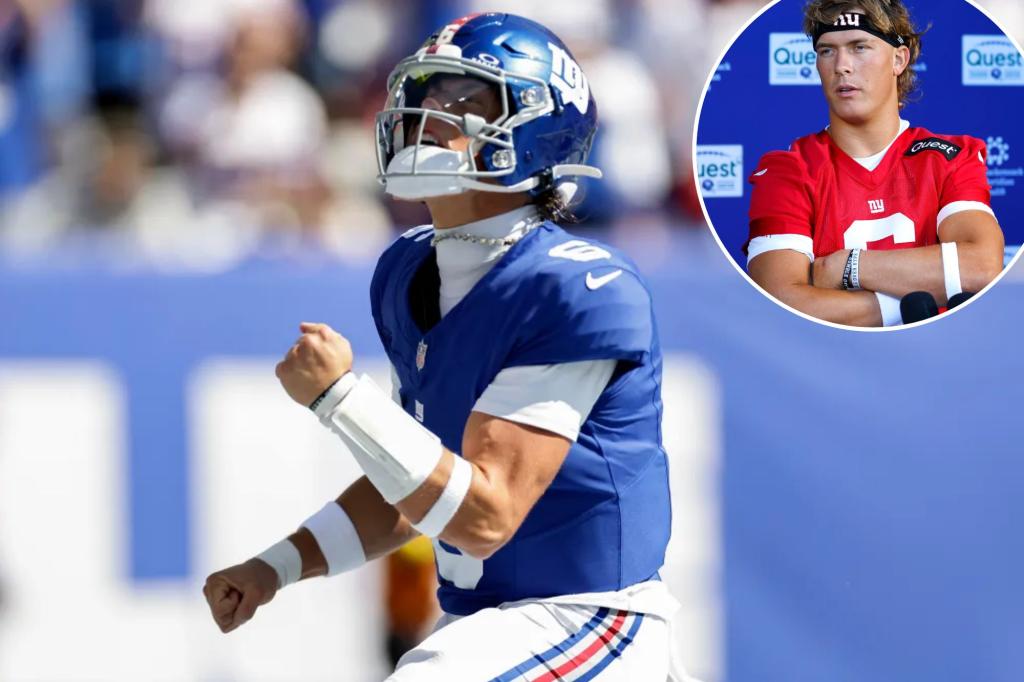 Giants' Jaxson Dart carrying Saints 'chip' on his shoulder