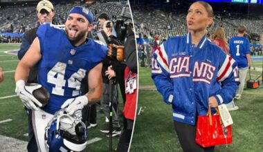 Cam Skattebo's girlfriend Chloe Rodriguez represents at Giants rookie's biggest game yet