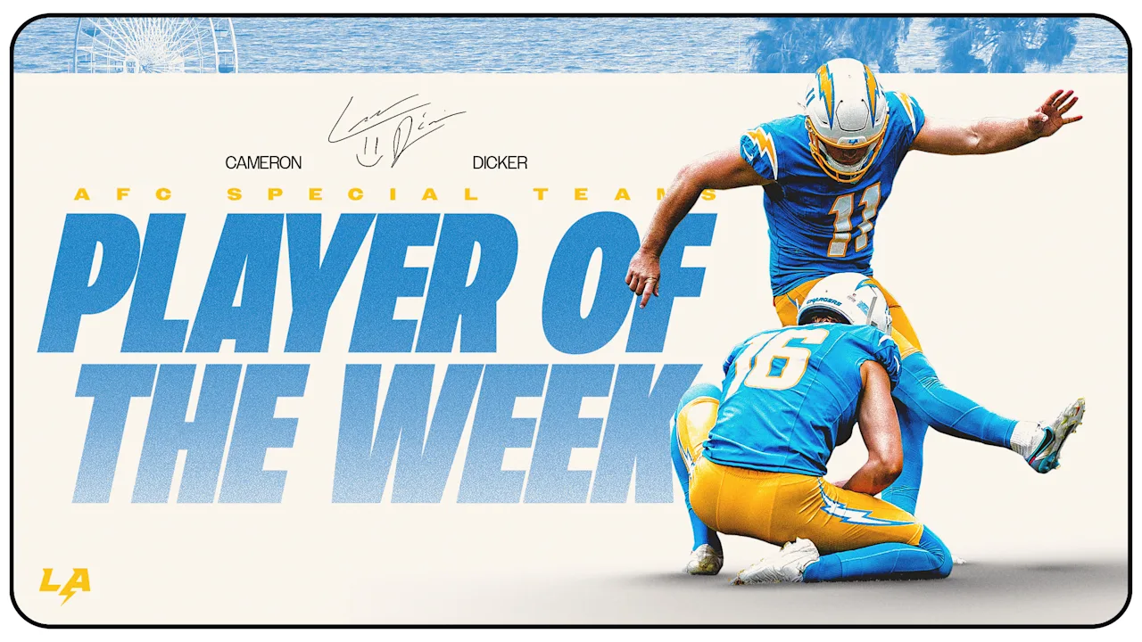 Cameron Dicker Earns AFC Special Teams player of the Week Honors for week 6