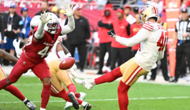 Pat O'Donnell #40 of the San Francisco 49ers punts the ball against the Arizona Cardinals during th...
