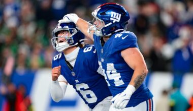 Rookies Jaxson Dart, Cam Skattebo lead Giants to historic win over Eagles