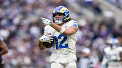 Los Angeles Rams receiver Puka Nacua limps off holding his foot and returns fired up in the third quarter against Baltimore Ravens