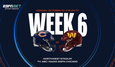 Chicago Bears at Washington Commanders 2025 Week 6 Monday Night Football