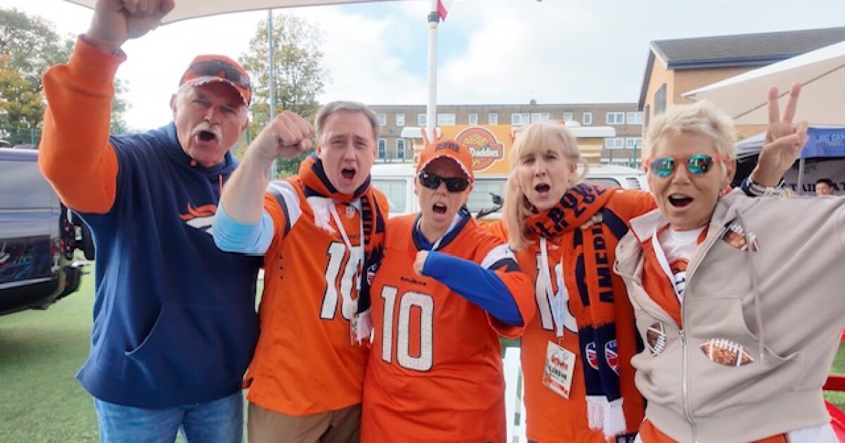 Broncos fans travel to London to watch the teams game against the Jets