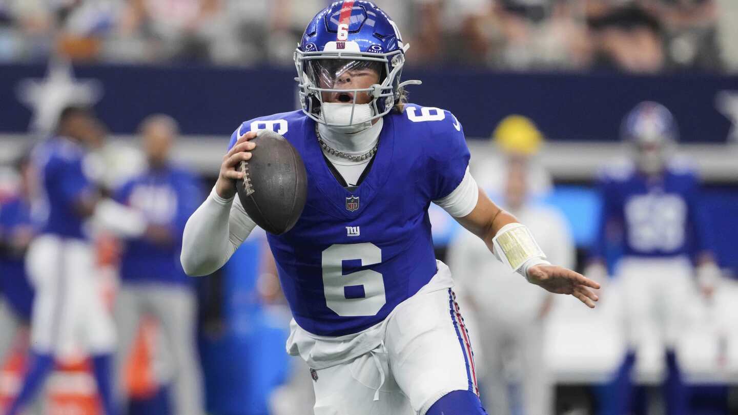 Jaxson Dart to start at quarterback for the Giants vs. the Chargers, AP sources say