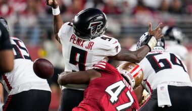 Falcons QB Penix is limited with knee injury and says he plans to start against Miami