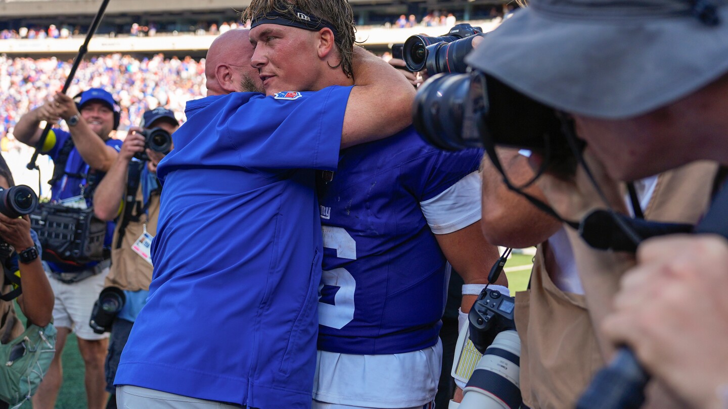 Dart's impressive debut leads Giants to first win over Chargers, but await word on Nabers' injury