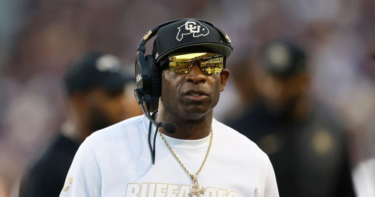 Deion Sanders at Colorado football practice 16 hours after surgery