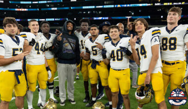 At high school alma mater’s game in London, OLB Nik Bonitto serves as inspiration