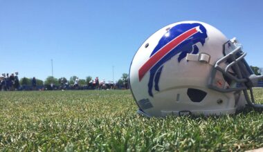Buffalo Bills helmet on field (Spectrum News 1 Photo)