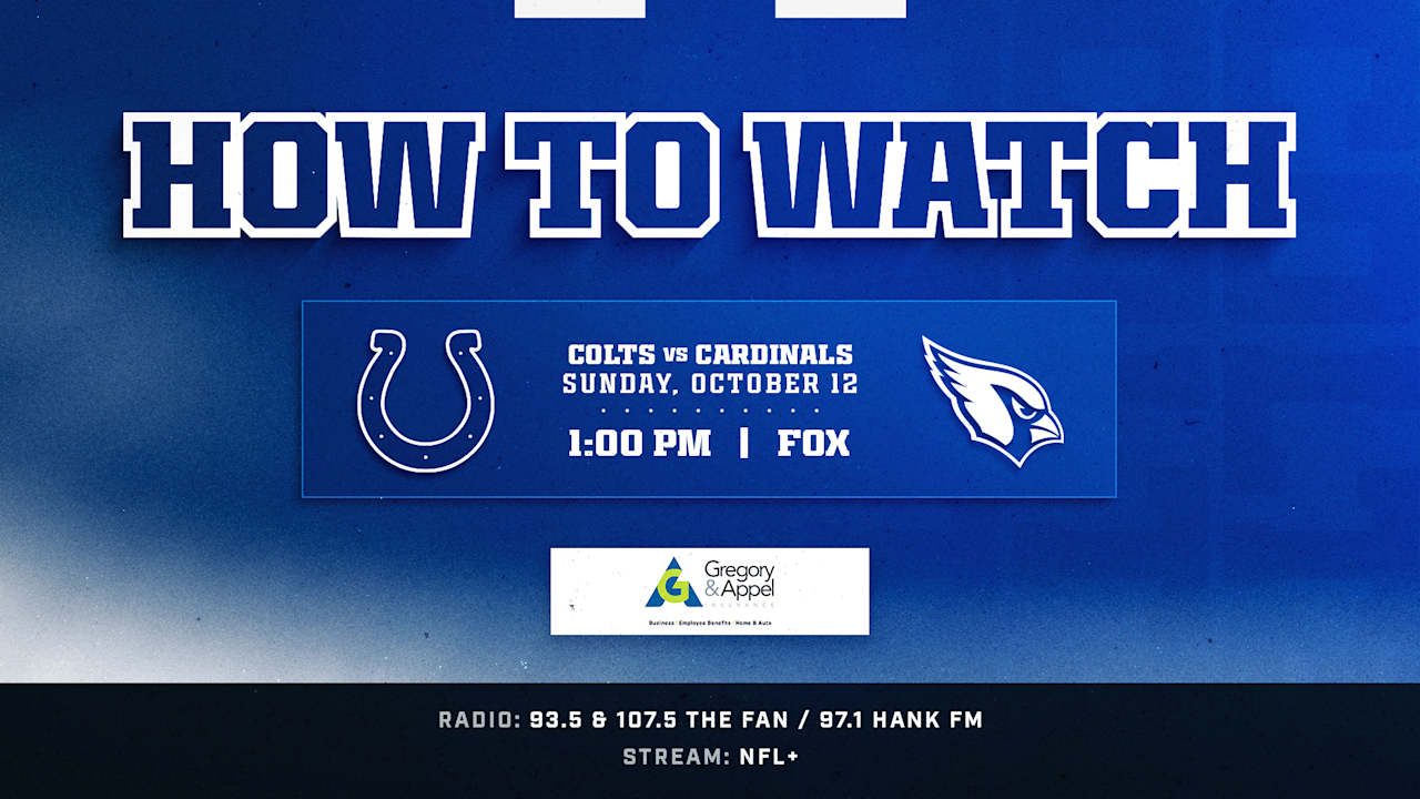 Where to watch Arizona Cardinals at Indianapolis Colts? The week 6 game kicks off at 1:00 p.m. ET this Sunday and is available to watch on FOX.