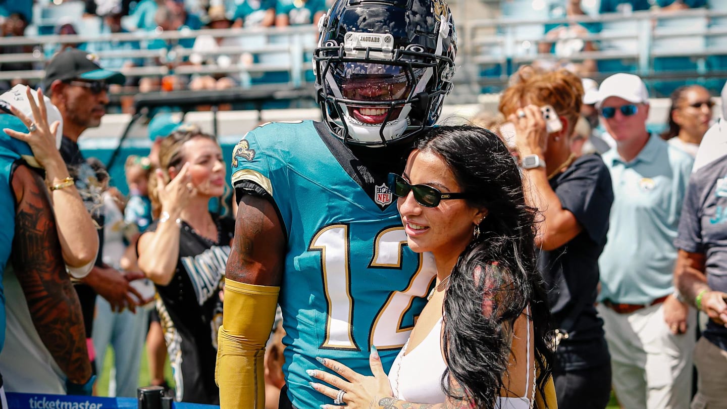 Travis Hunter’s wife Leanna stuns in custom Jaguars husband fit for her birthday