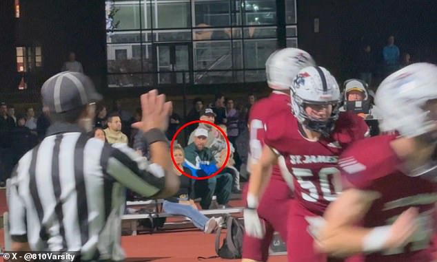 At one point, St James scored a touchdown and Kelce could be seen applauding from his seat