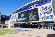 A display features a message from the team in memory of Dallas Cowboys defensive end...