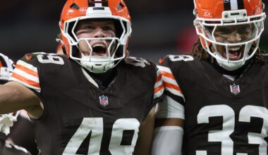 Cleveland Browns defense against the Baltimore Ravens, November 16, 2025