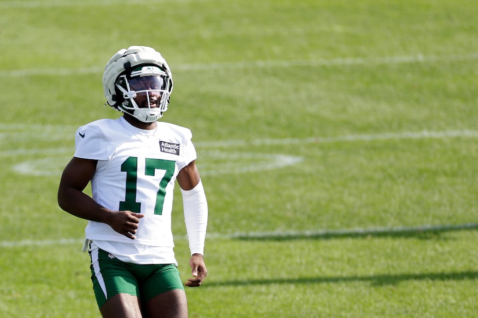 FILE - New York Jets cornerback Kris Boyd takes part in an NFL football training camp, July...