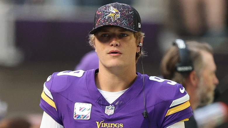 Minnesota Vikings quarterback, JJ McCarthy, looking on during the second quarter against the Philadelphia Eagles on October 19, 2025.