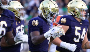 Jeremiyah Love #4 of the Notre Dame Fighting Irish