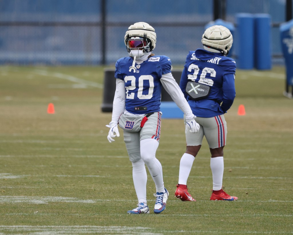 New York Giants running back Eric Gray #20 during practice.