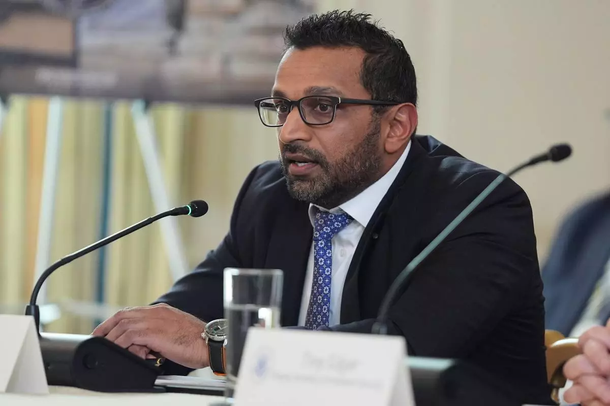 FBI director Kash Patel speaks during a roundtable on criminal cartels with President Donald Trump in the State Dining Room of the White House, Thursday, Oct. 23, 2025, in Washington. (AP Photo/Evan Vucci)