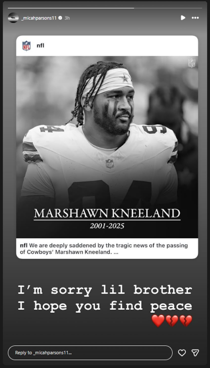 Screenshot of Micah Parsons' Instagram story.