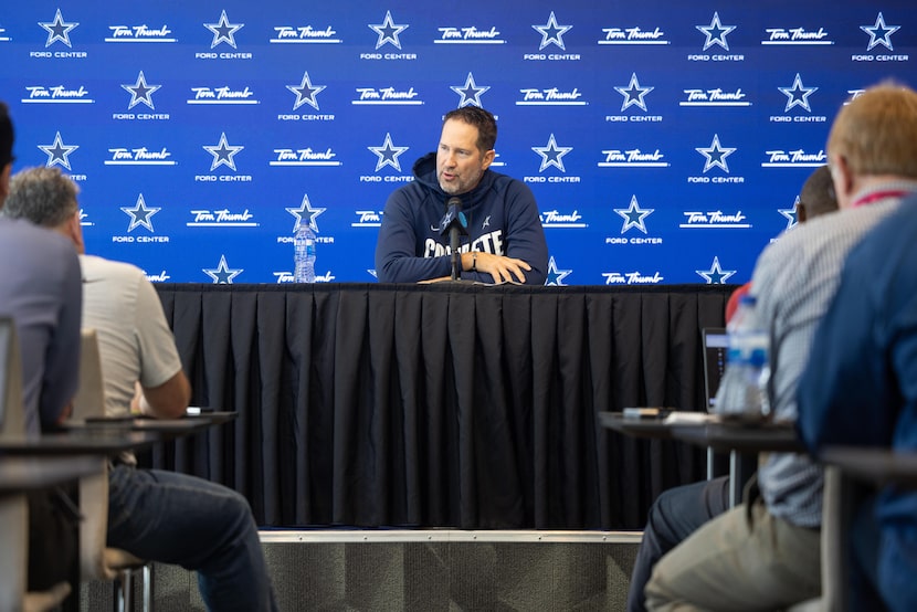 Dallas Cowboys head coach Brian Schottenheimer spoke during his first media availability...