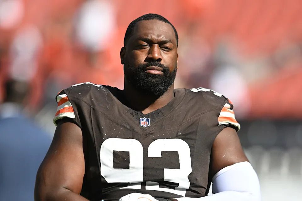 Sep 7, 2025; Cleveland, Ohio, USA; Cleveland Browns defensive tackle Shelby Harris (93) at Huntington Bank Field. Mandatory Credit: Ken Blaze-Imagn Images