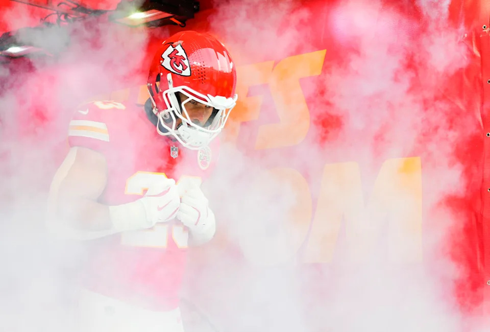 Kansas City Chiefs linebacker Drue Tranquill (23) takes the field prior to an NFL gameJay Biggerstaff-Imagn Images