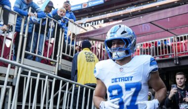 TE Sam LaPorta, S Kerby Joseph out Sunday