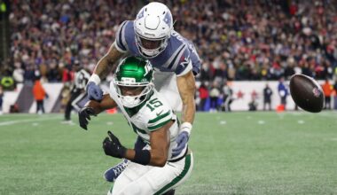 Adonai Mitchell drops three passes in his Jets' debut vs Patriots