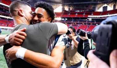 Panthers QB Bryce Young is asked if his Dab was homage to Cam Newton