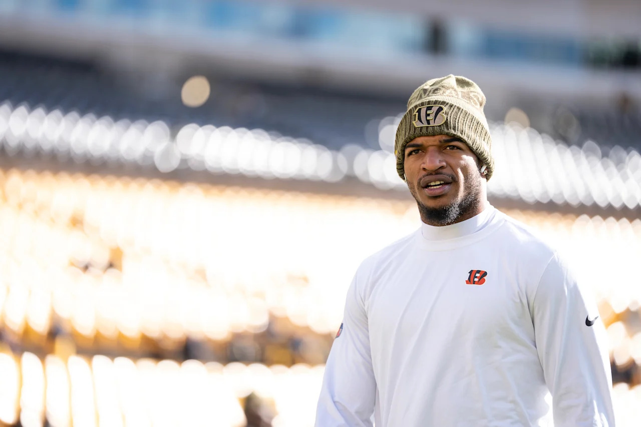 Bengals wide receiver Ja'Marr Chase has been suspended one game by the NFL for spitting on Steelers safety Jalen Ramsey. (Photo by Michael Owens/Getty Images)