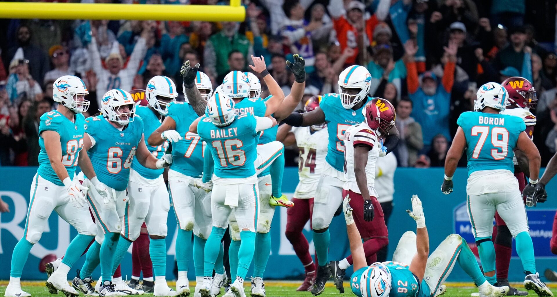 Jones celebrates in Cristiano Ronaldo style as Dolphins beat Commanders 16-13 in overtime in Spain