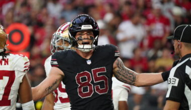 Arizona Cardinals tight end Trey McBride...