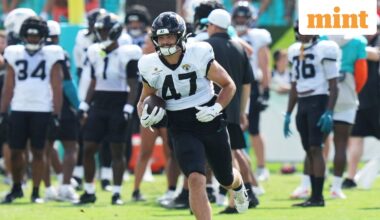 Jacksonville Jaguars tight end Patrick Herbert (47) runs drills during a joint NFL football practice