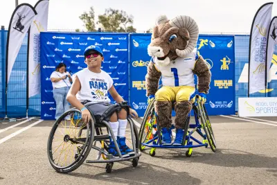 Rampage the Mascot getting involved in the festivities