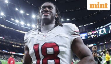 Brandin Cooks #10 of the New Orleans Saints is tackled by Jalen Thompson #34 of the Arizona Cardinals during a game.