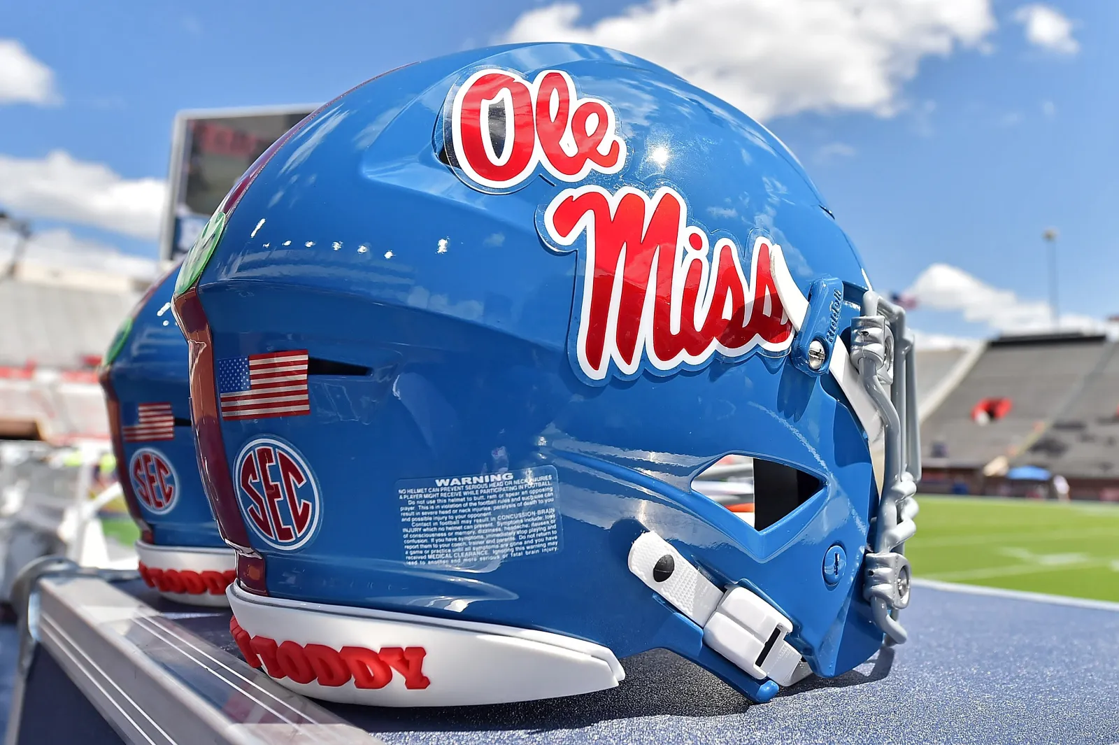 An Ole Miss college football helmet