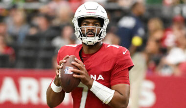 Jacoby Brissett #7 of the Arizona Cardinals looks to pass in the second quarter of a game against t...