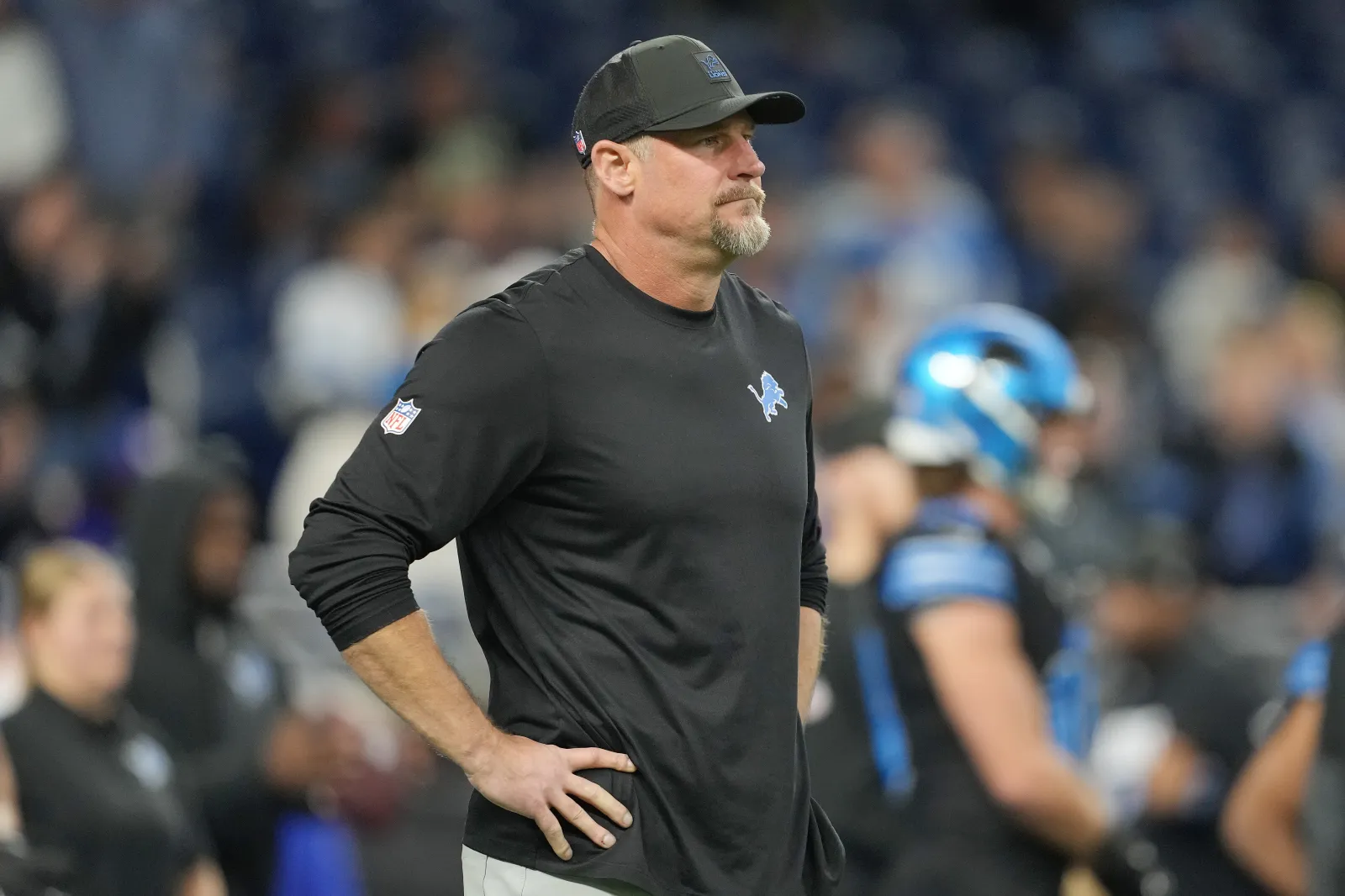 Detroit Lions head coach Dan Campbell on sidelines for Giants game