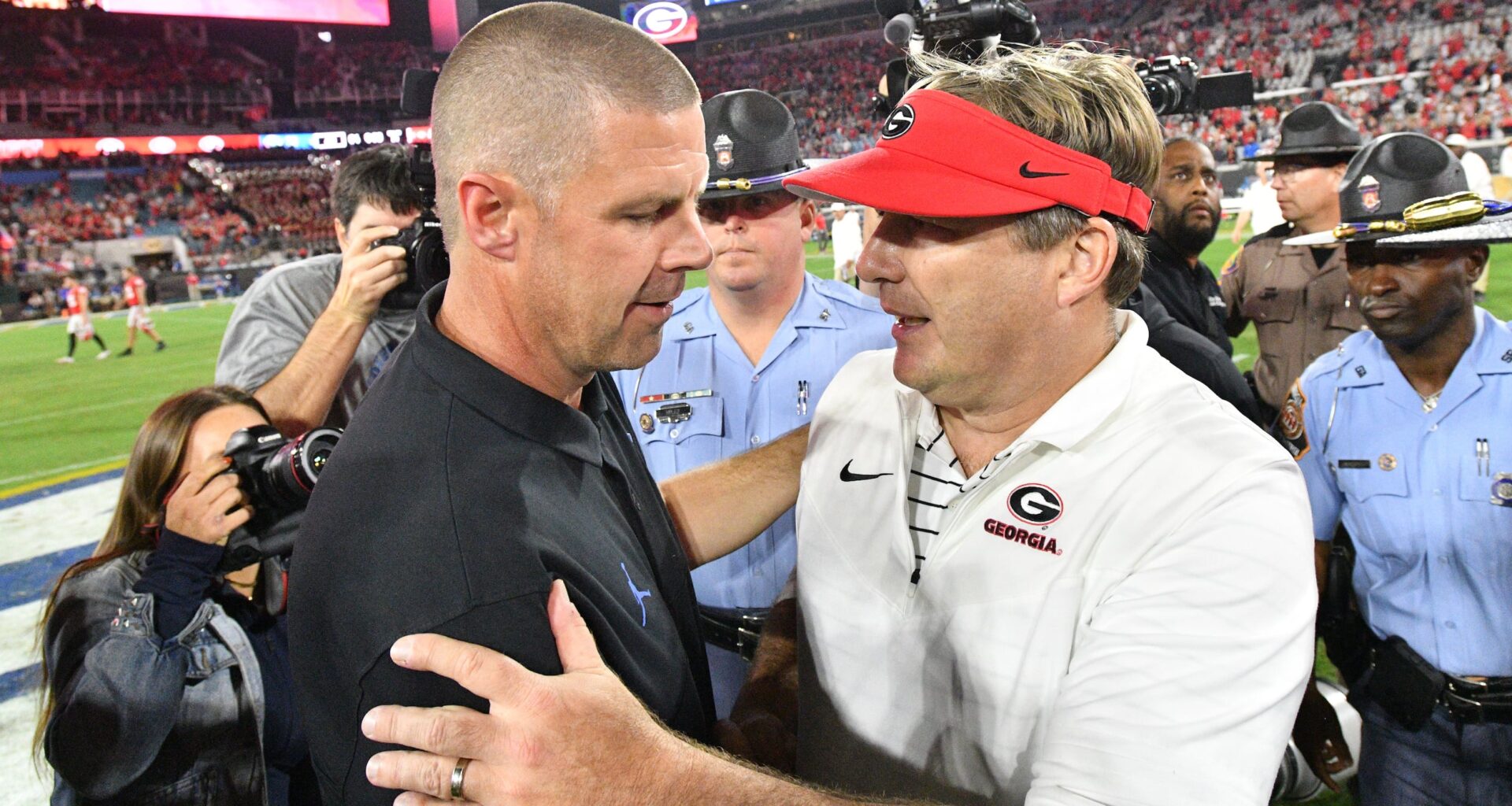 Kirby Smart explains what Billy Napier was doing at Georgia football practice on Tuesday