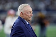 Dallas Cowboys owner and general manager Jerry Jones during pregame warmups before a NFL...