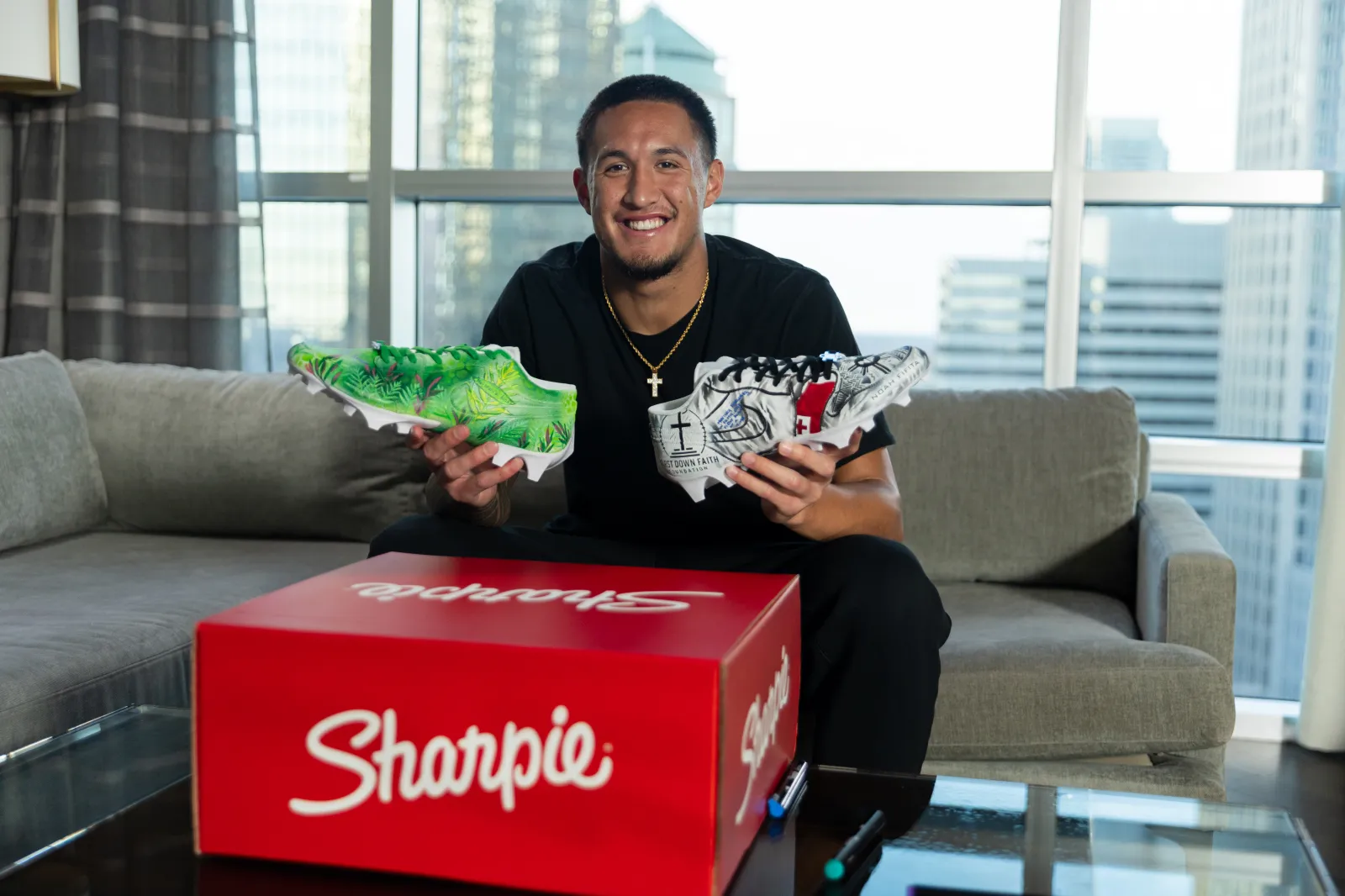 Tetairoa McMillan with Sharpie My Cause My Cleats