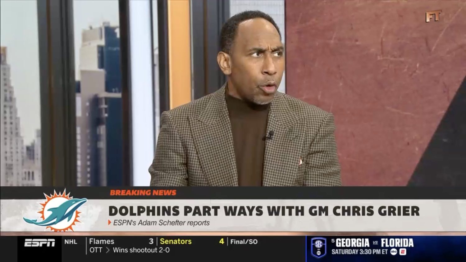 Stephen A. Smith questions Dolphins firing Chris Grier