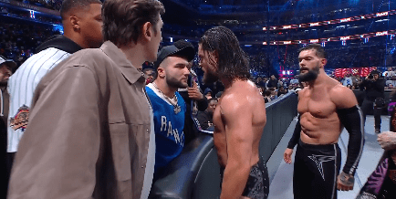 Cam Skattebo is face-to-face with JD McDonagh at Monday Night Raw.