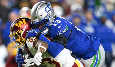 Seattle Seahawks Ernest Jones IV tackle Washington Commanders 2025...