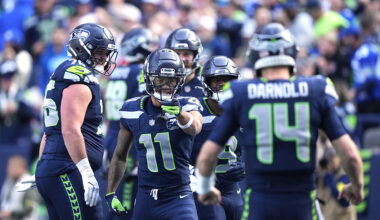 Seattle Seahawks Jaxon Smith-Njigba Sam Darnold touchdown celebration Arizona Cardinals 2025...