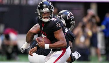 Falcons QB Michael Penix injures knee against Panthers and replaced by Kirk Cousins