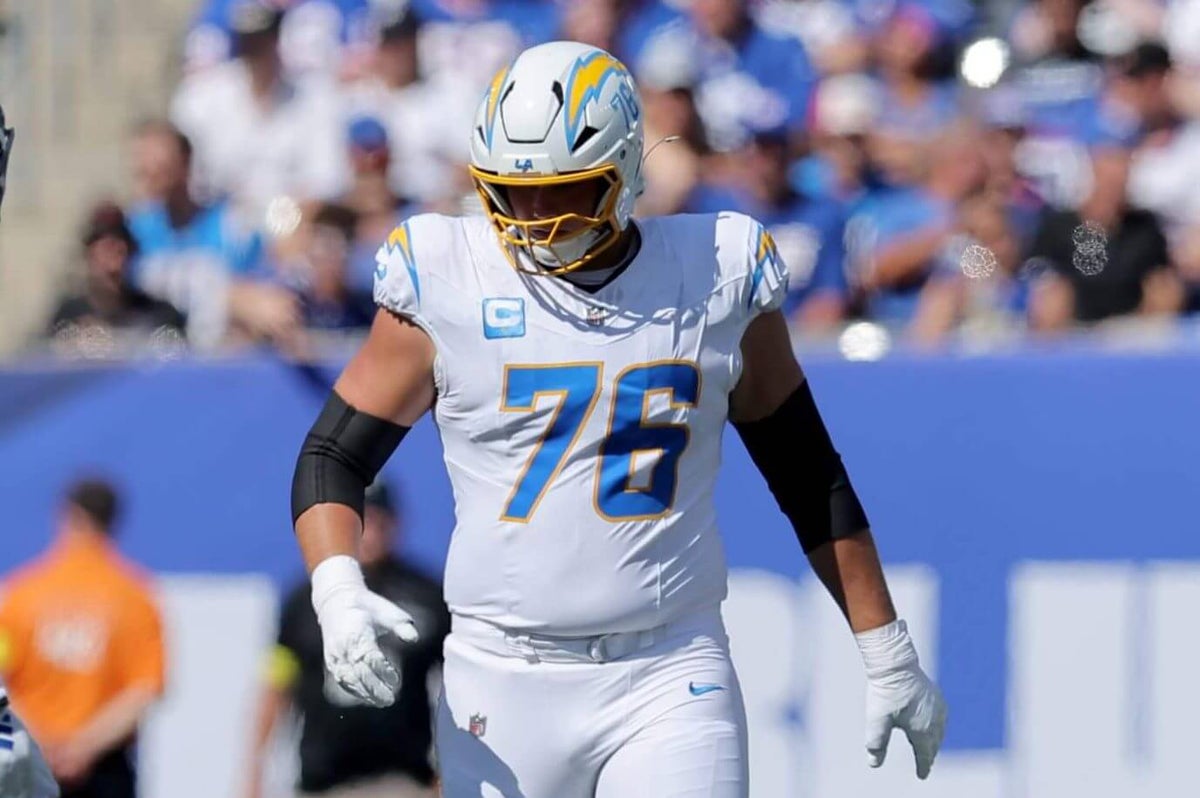 Chargers standout tackle Joe Alt carted off with ankle injury, ruled questionable